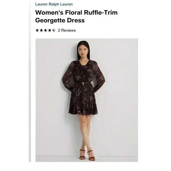 Lauren Ralph Lauren Women's Floral Ruffle-Trim Dress Size 6 Multicolor - Picture 3 of 7